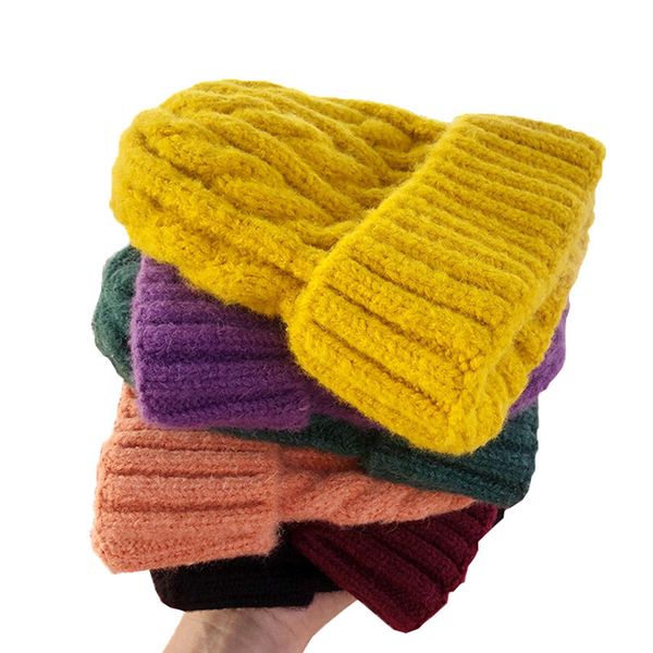 

women beanies girl luxury winter hat candy colors hats thick warm bonnet beanie soft knitted beanies cotton twist pattern caps, Blue;gray