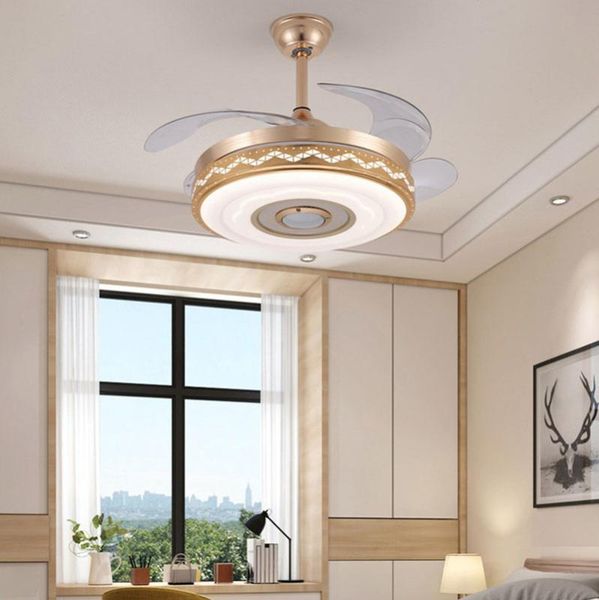 

electric fans invisible fan lamp ceiling household living room dining bedroom bluetooth audio