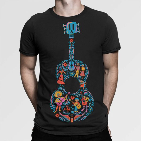 

coco guitar art t - shirt , men's women's all sizes round neck tee shirt