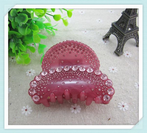 

semicircular full rhinestone 7.5cm medium-sized hair claw for women hair grips crystal accessories, Golden;silver