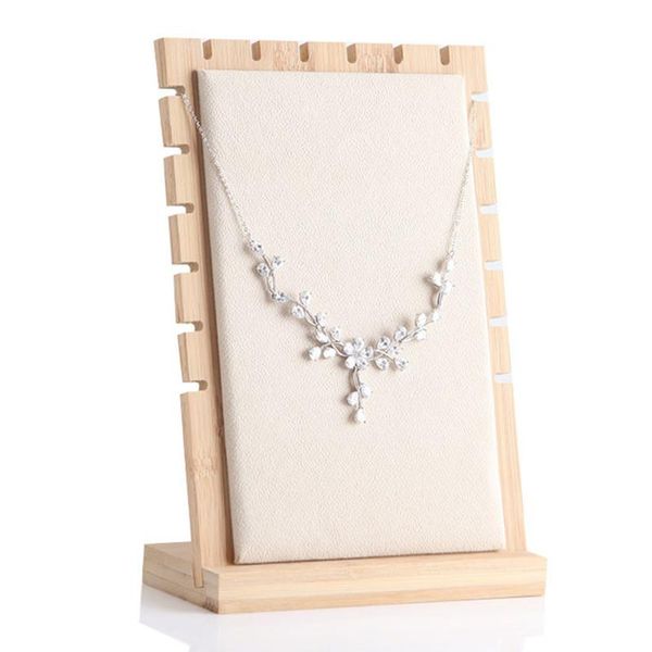 

bracelet organizer shelf simple jewelry stand natural bamboo practical necklace holder display rack home deskspace saving, Pink;blue