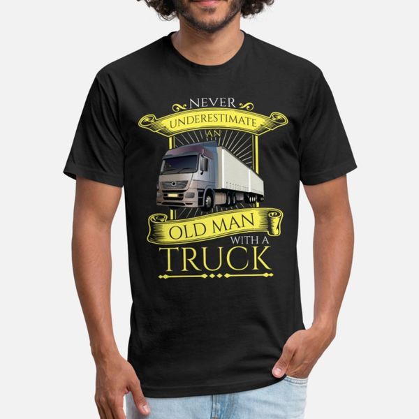 

old man with a truck t shirt men character short sleeve o neck outfit gift humor summer kawaii shirt