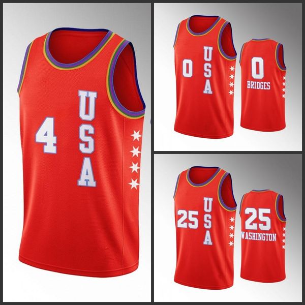 

men's usa team charlotte hornets devonte' graham miles bridges p. j. washington 2020 nba rising star red jersey, Black