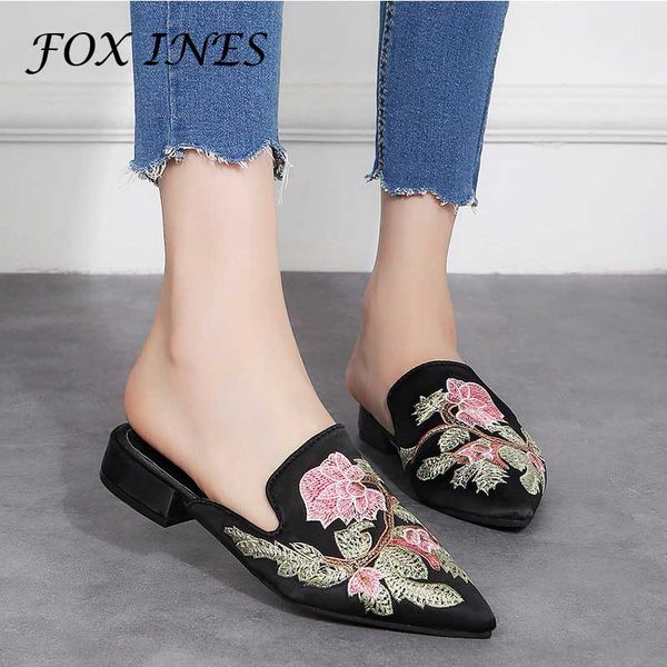 

foxines women's slippers summer 2020 outdoor comfortable fashion pointed slippers daily shopping sandals large size 40 41 42, Black