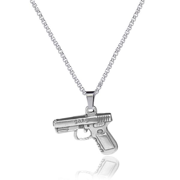 

hiphop punk man creative gun pendantnecklace100% full staineless steel, Silver