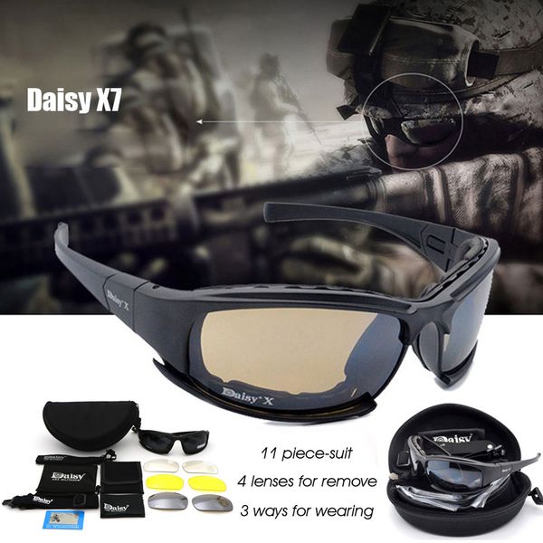 

daisy x7 military goggles bullet-proof army polarized sunglasses 4 lens hunting shooting airsoft eyewear, White;black