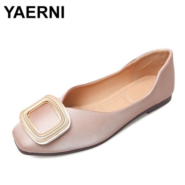 

yaernifashion women flats shoes loafers ballet shoes large size slip on lady moccasins square toe female new shallow single foot, Black