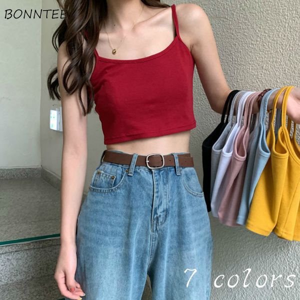

camisole women solid sling pure color crop womens beach slim trendy basic ulzzang streetwear camis retro large size 3xl, White