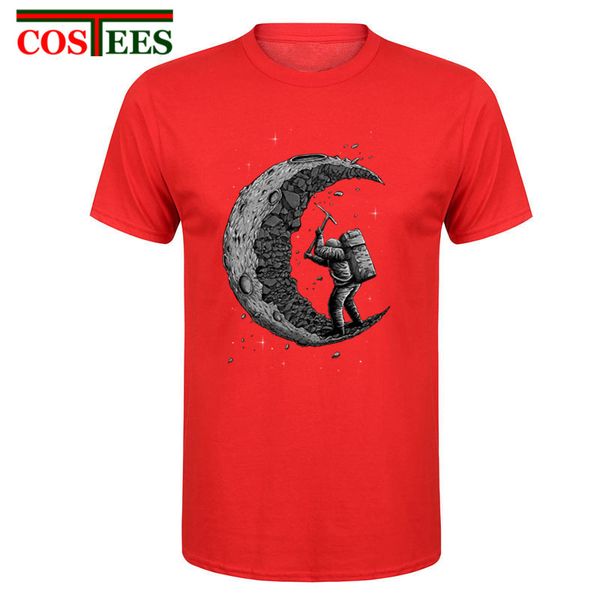 

2017 summer fashion digging the moon t shirts men custom creative design printed develop the moon hipster tees