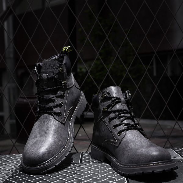 

boots mooregood brand men sneakers spring and autumn youth trend the fashion casual shoes high help men's, Black