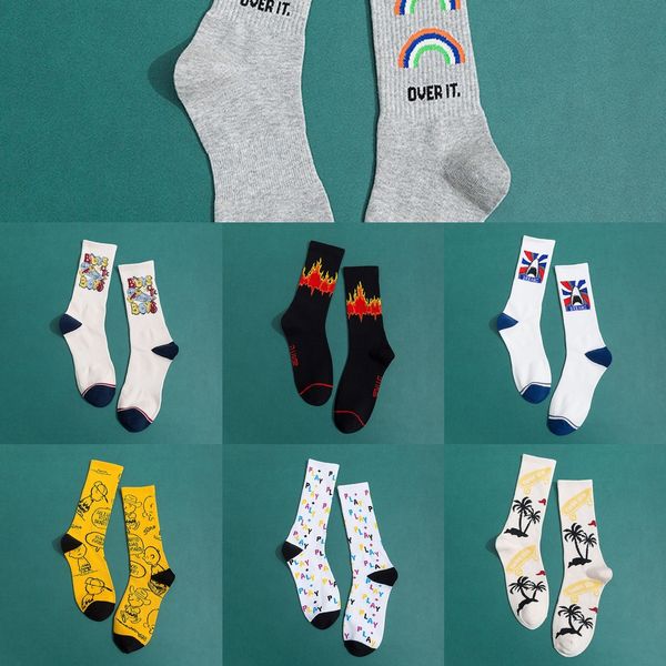 

and stockingsstockings stockingsmen's autumn and winter new fashion cartoon letters men's mid-length socks sports casual socks sdh, Black