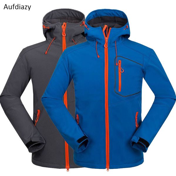 

outdoor jackets&hoodies aufdiazy winter men's softshell jacket waterproof hiking jackets male thick windser camping ski coats jm037, Blue;black