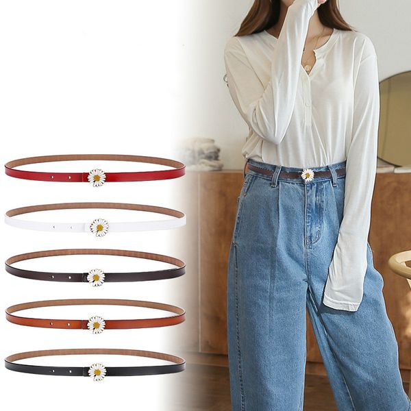 

новая натуральная кожа daisy waistband женщины мода все матча кожа женские тонкие пояса конструктор ремни женщины высокого качества, Black;brown