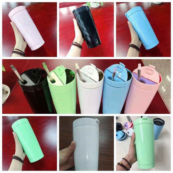 

20oz tumbler double wall wine glass stainless steel thermal beer cups with telescopic straw and cleaning brush water bottle cca12247 5pcs