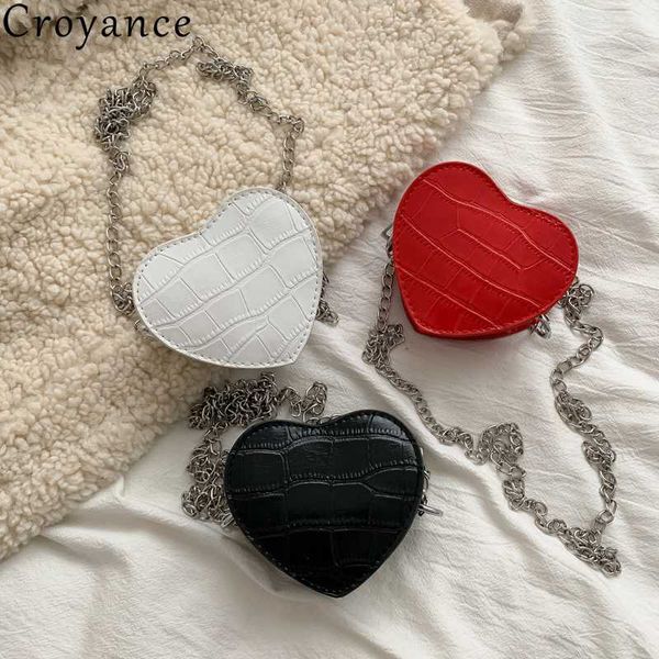 

croyance fashion heart shoulder bags mini pu leather handbag chain crossbody small bag phone purse clutch