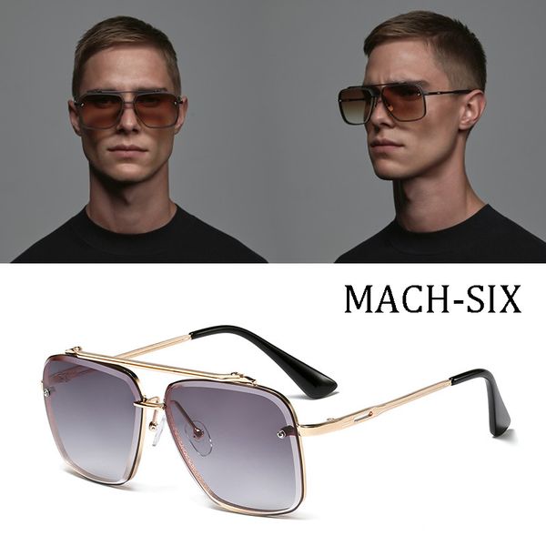 

dpz 2020 fashion classic mach six style gradient sunglasses cool men vintage brand design sun glasses, White;black