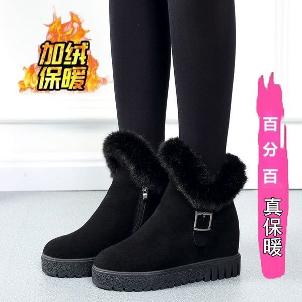 

good quality winter boots women warm shoes platform high heels 2020 black suede fur ladies snow boots plus size 35-39