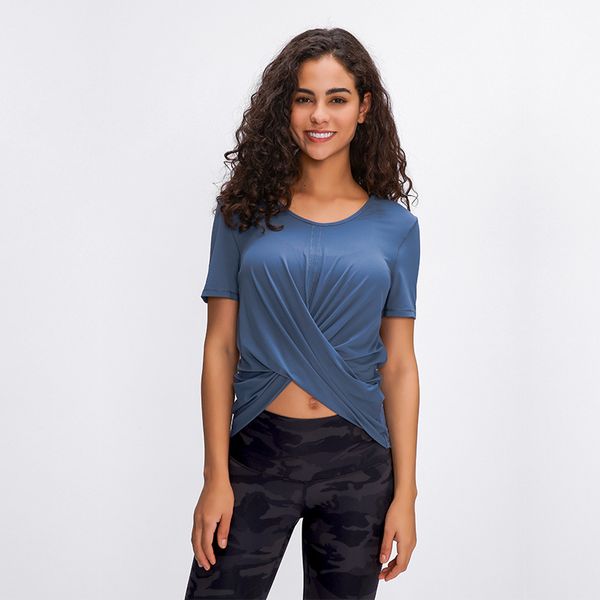 

women sport shirts solid color lu-82 high elastic gym yoga running breathable short sleeve t-shirts gym sportswear, White;red