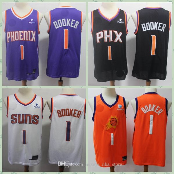 

2020 mens purple devin booker basketball jerseys suns city swingman edition devin 1 booker orange stitched jersey, Black;red