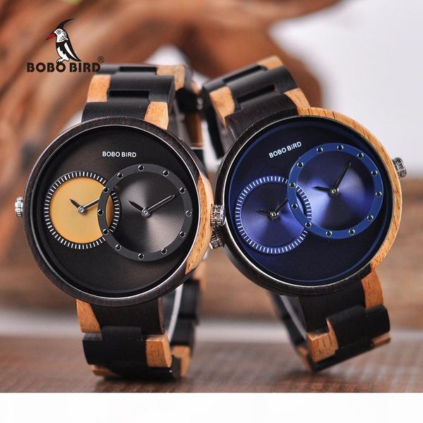 

saat erkek wooden watches men women bobo bird quartz wristwatch male ladies 2 time zone wood box timepieces, Slivery;brown