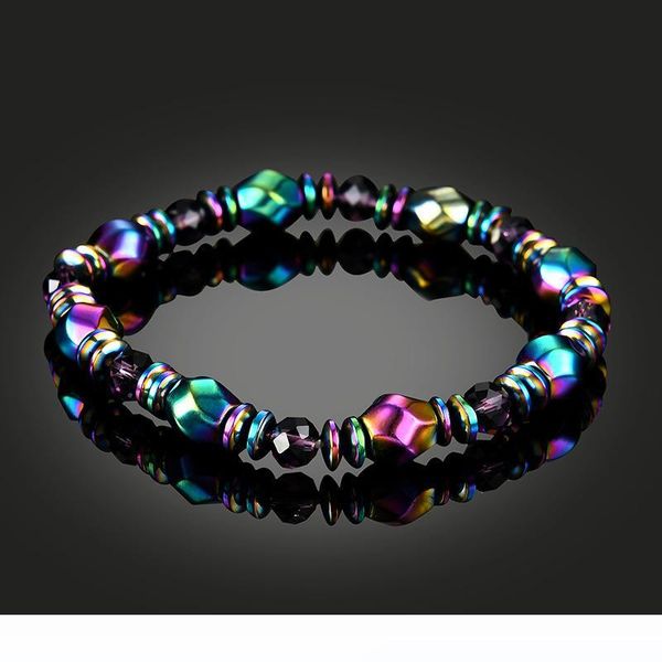 

magnetic therapy bracelets hematite stone beads healing stone bracelet energy bracelet strand statement bracelet for women men d405q, Golden;silver