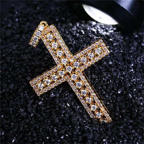 

hip hop jewelry iced out cross pendant necklace for women men gifts gold chain zircon pendant necklace, Silver