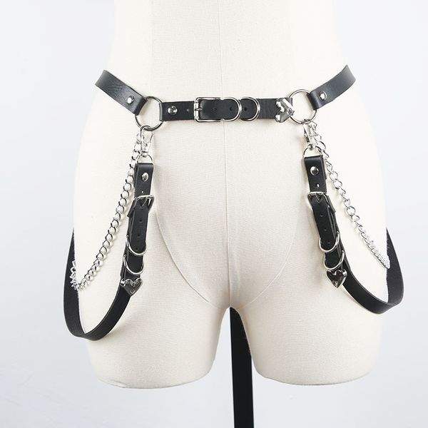 

2020 new style cool black color girl punk gothic style decorated waist chain strap belt, Black;brown