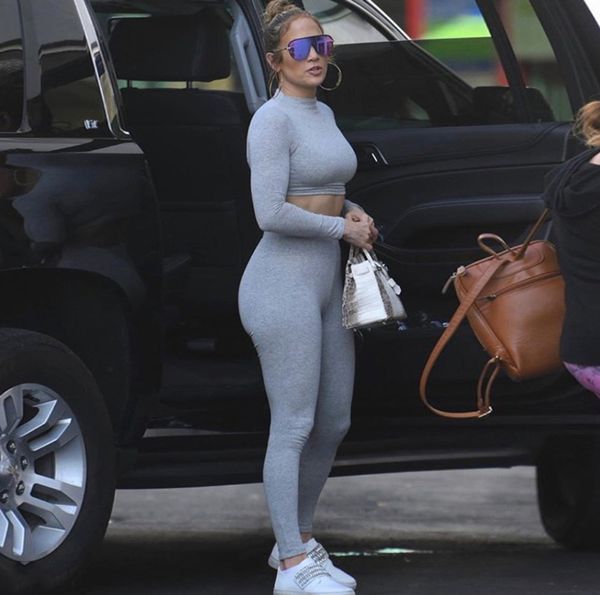 

women tracksuit two pieces set solid color slim long sleeve breathable trendy sports suits new 2020 summer fashion ladies outfits l888, Gray