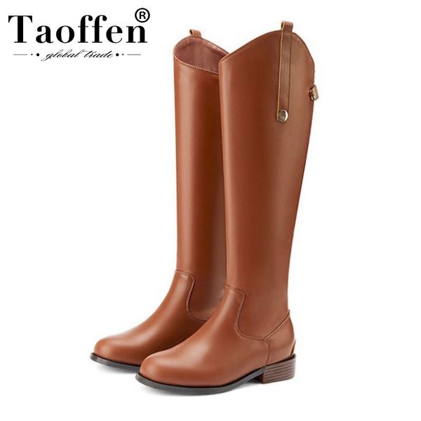 

taoffen women zipper knee high boots platform wedges fashion black boots winter warm shoes women size 34-39