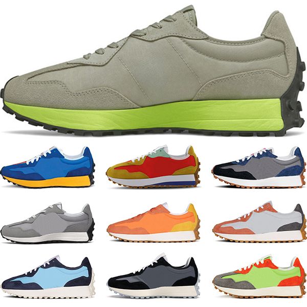 

new 327 mens sneakers running shoes des chaussures black lime green grey white indigo neon blue orange trainers sports online sale, White;red