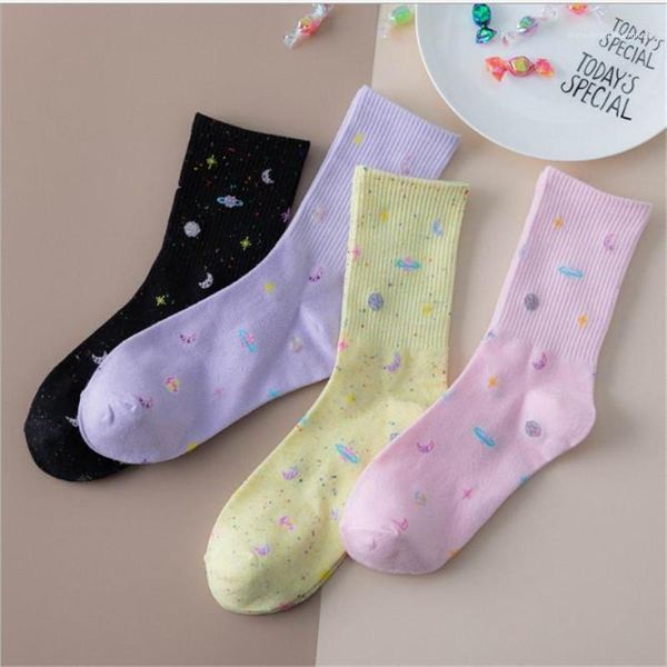 

women moon sport breathable fashion ladies socks 2020 womens designer underwear the starry sky medium sock, Black;white
