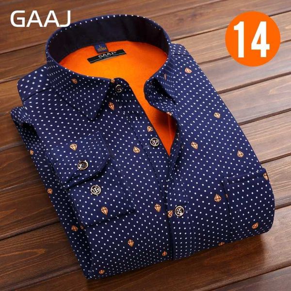 

men's casual shirts gaaj men shirt long sleeve floral formal fashion print plaid checkered cotton social warm with fur for mens, White;black