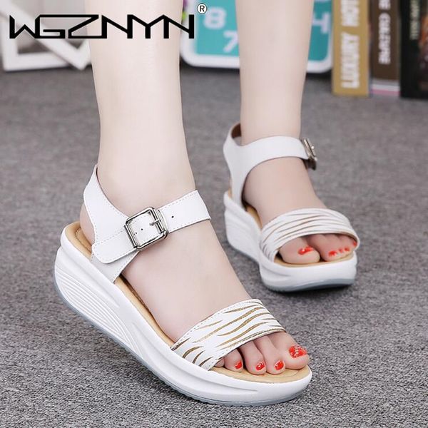 

genuine leather women platform sandals flip flops slippers beach shoes woman summer outdoor gladiator high heel sandals female, Black