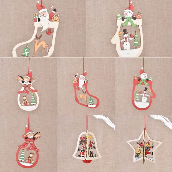 

decorations wooden laser hollow-out christmas tree gift five-pointed star decorations wooden laser hollow-out christmas tree pendantgift pen