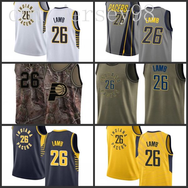 

indiana pacers navy #26 jeremy lamb white yellow nba 2019-20 red jerse, Black