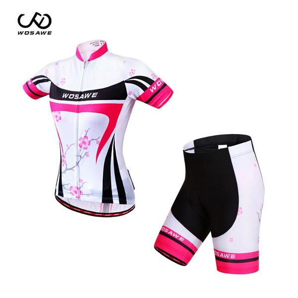

wosawe summer female cycling jerseys sets pad shorts mtb bike jersey racing riding shirt ropa ciclismo breathable short sleeve, Black;blue