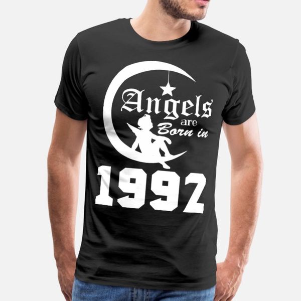 

angels are born in 1992 t shirt men knitted cotton o-neck letter loose basic spring slim shirt