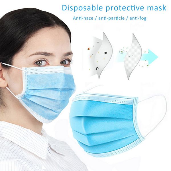 

in stock disposable face masks with elastic ear loop 3 ply breathable anti pollution men women outdoor protection non-woven