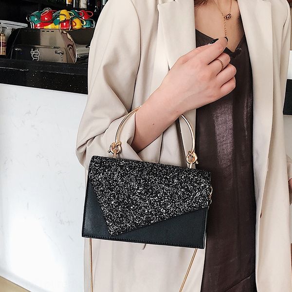 

сеть блестки женщины разносторонней руки плечо небольшой площадь 2019 новых ручного мешка корейского стиль мода супер горячая плечо сумка db