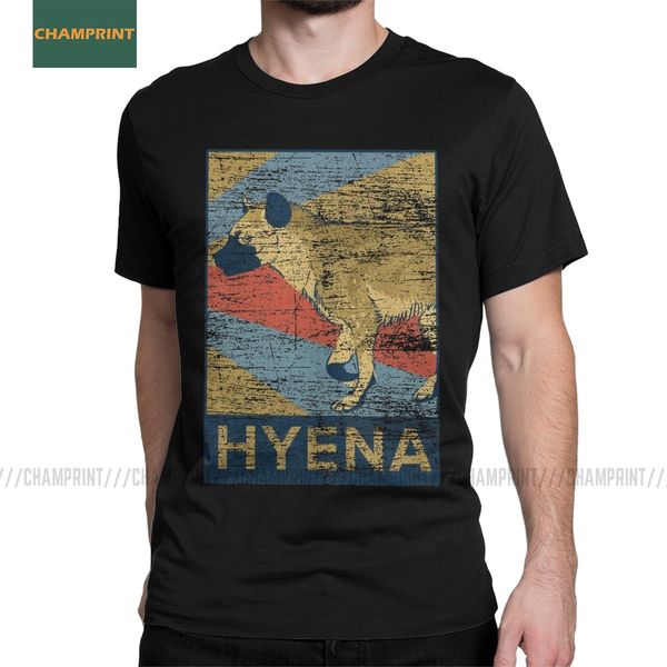 

men t-shirts hyena casual 100% cotton tees short sleeve animal africa safari wilderness nature furry t shirt crewneck clothing