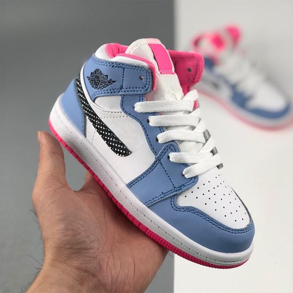 

children 1 high travis scotts sneakers boys girls basketball shoes fearless chicago kids sports shoes, White;red