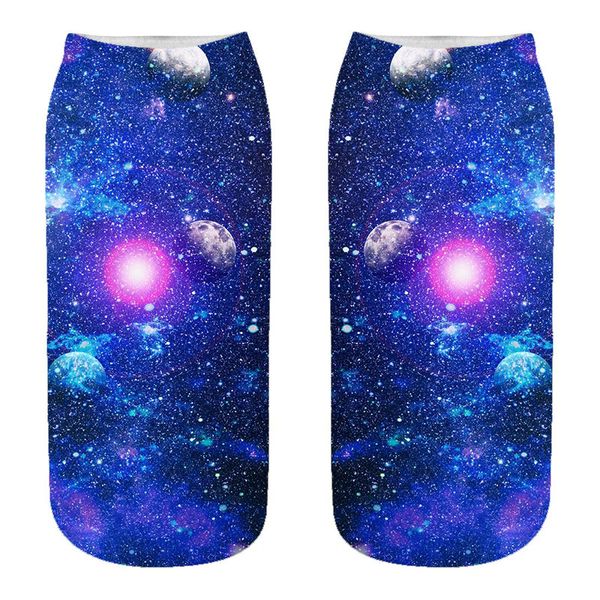 

fashion creative planet and stars personalized socks 3d digital printed socks printed funny short socks for women/girls/men/boys, Black;white