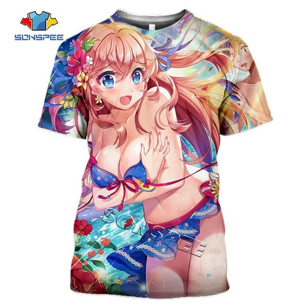 

anime girl men summer homme pullover 3d print shirts hippie horror hentai men clothing