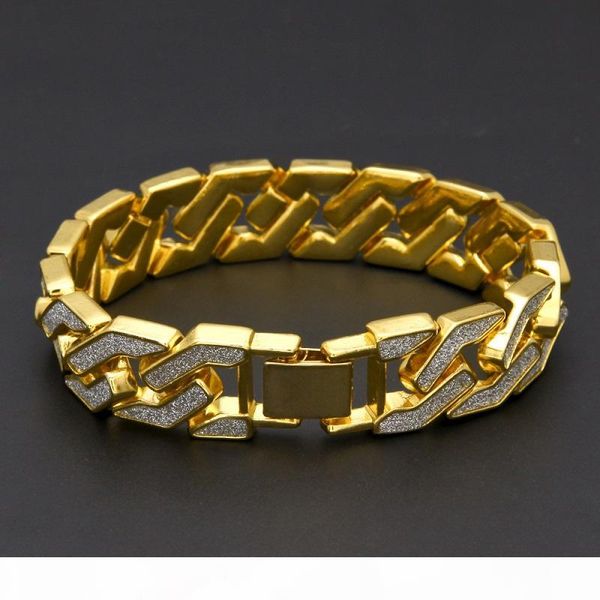 

cuban link chain bracelet for mens iced out hip hop bracelets jewelry gold plating bangle zircon chains, Black