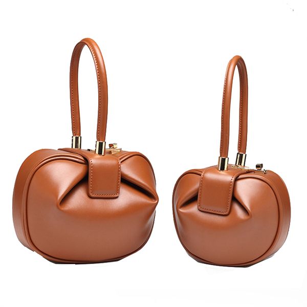 

retro niche design genuine leather handbags female bag european and american fashion dumplings wonton women hobos bag totes bags