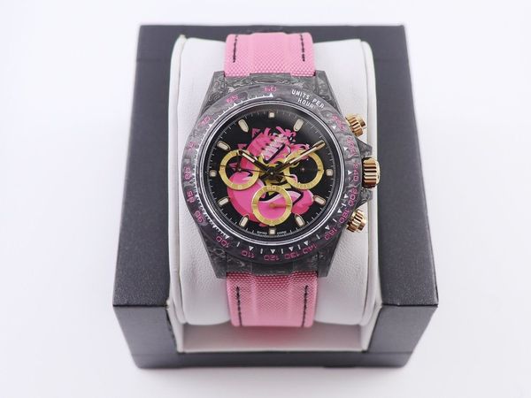 

made of fiber, carbon each unique has for pattern mechanical fiber watch of 40mm carbon a for men comfort women watches and wioge, Slivery;brown