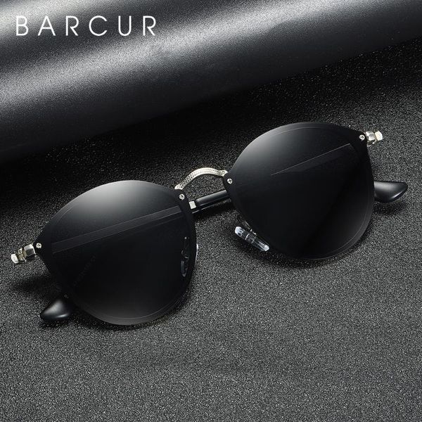 

barcur vintage polarized sunglasses women brand round sun glasses for men, White;black