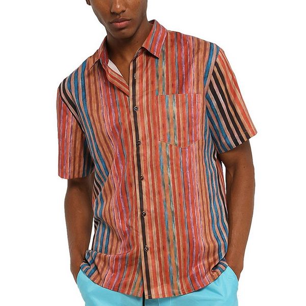 

jodimitty 2020 fashion striped men shirts lapel neck button streetwear casual brand shirts men hip-hop short sleeve camisa 3xl, White;black