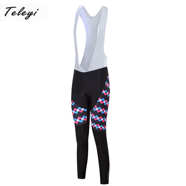 

racing pants teleyi women pro team outdoor sports cycle long breathable padded cycling tight ropa ciclismo, Black;blue
