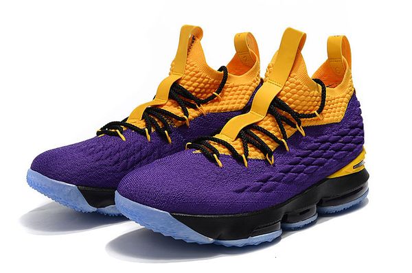 

2019 15 purple rain basketball shoes for lakers violet gold 15s leisure sport shoes with box, Black